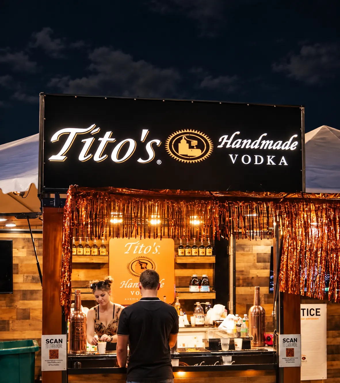 Tito's Handmade Vodka branded bar build, a festival sponsorship brand experience