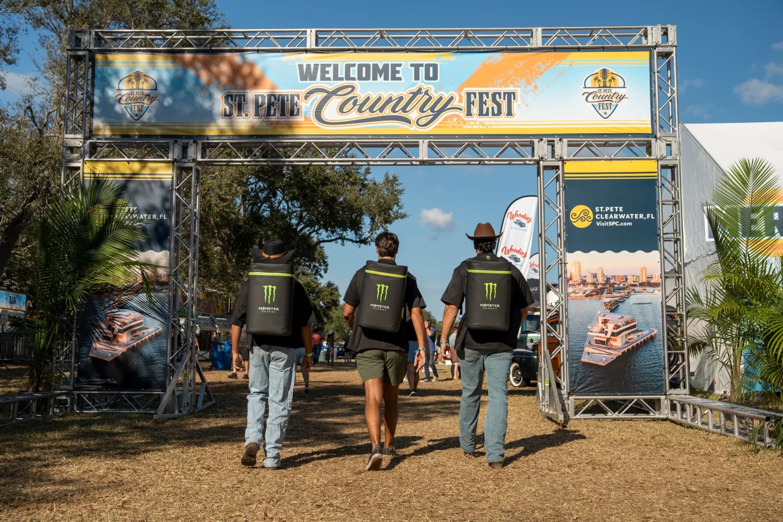 Monster Energy team at the St. Pete Country Fest entrance, brand activation management